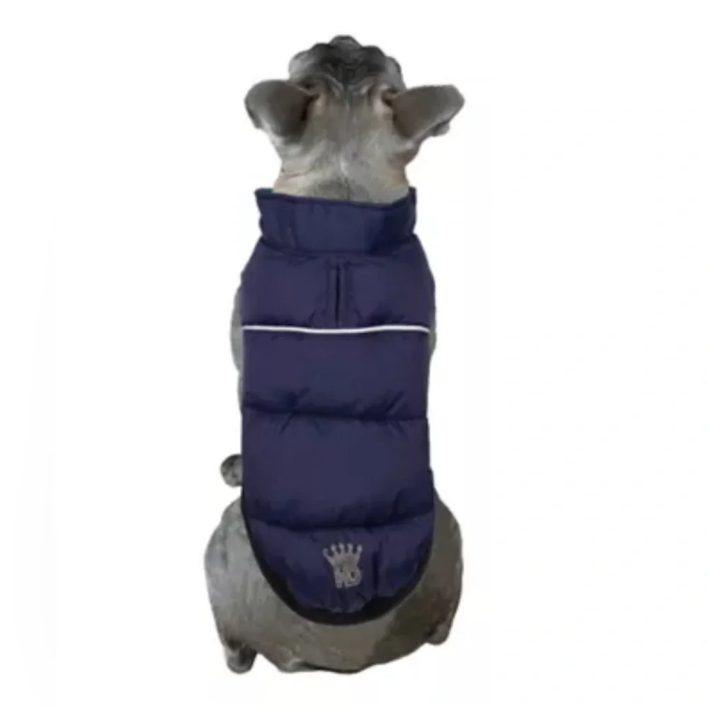 Hip Doggie Navy Plaid Flex-Fit Reversible Dog Coat size large SEE PHOTOS